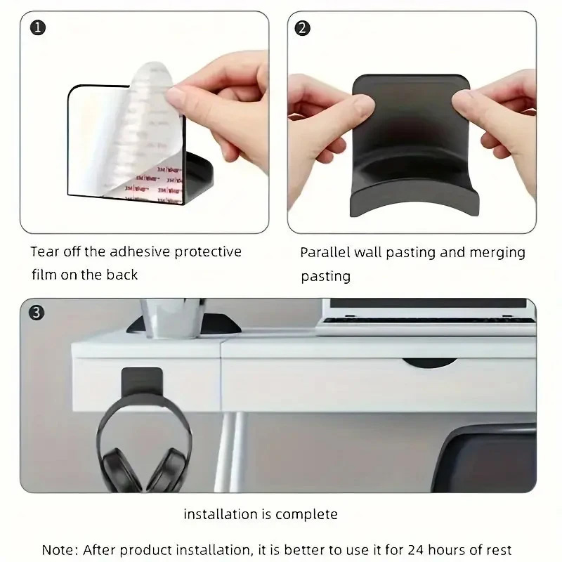 4Pcs Black Adhesive Headphone  - Headphone Stand Desk incelemesi ve fiyatı